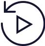 A video player icon enclosed in a circular border, symbolizing multimedia playback functionality.